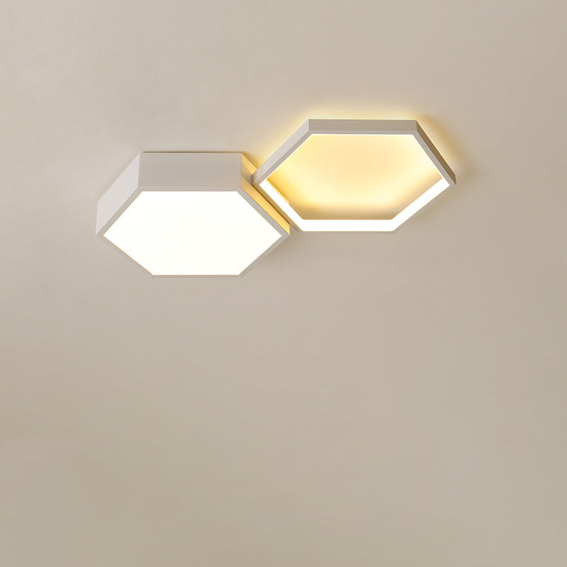 Lumière de plafond encastrée LED en hexagone minimaliste moderne en silicone acrylique aluminium fer pour salon 