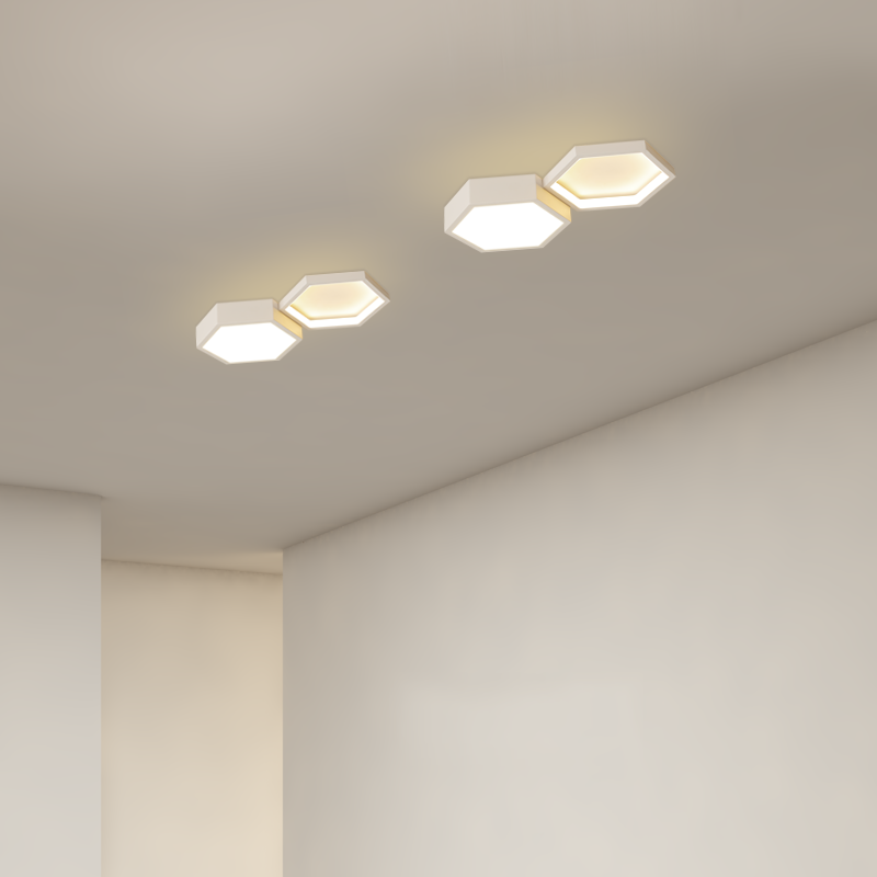 Lumière de plafond encastrée LED en hexagone minimaliste moderne en silicone acrylique aluminium fer pour salon 