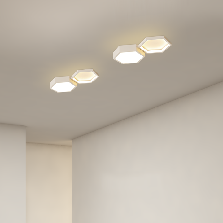 Lumière de plafond encastrée LED en hexagone minimaliste moderne en silicone acrylique aluminium fer pour salon 