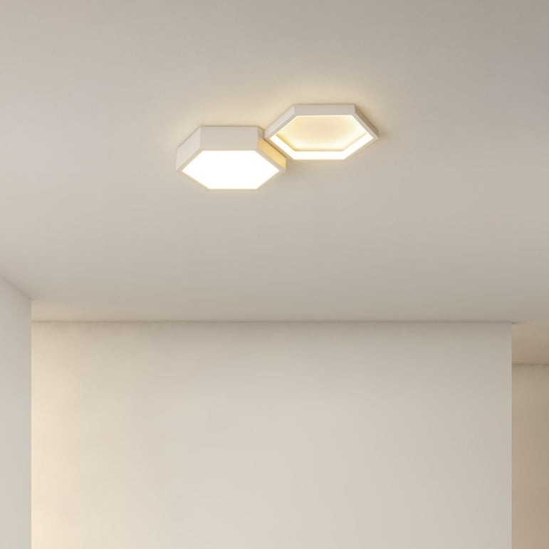 Lumière de plafond encastrée LED en hexagone minimaliste moderne en silicone acrylique aluminium fer pour salon 