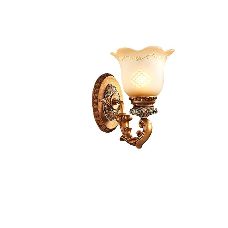 Lámpara de Aplique de Pared de Resina de Gloria Matutina Europea Tradicional de Vidrio 1 - Luz Para Pasillos 