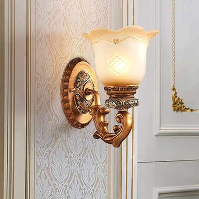 Lámpara de Aplique de Pared de Resina de Gloria Matutina Europea Tradicional de Vidrio 1 - Luz Para Pasillos 