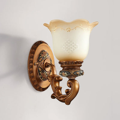Lámpara de Aplique de Pared de Resina de Gloria Matutina Europea Tradicional de Vidrio 1 - Luz Para Pasillos 
