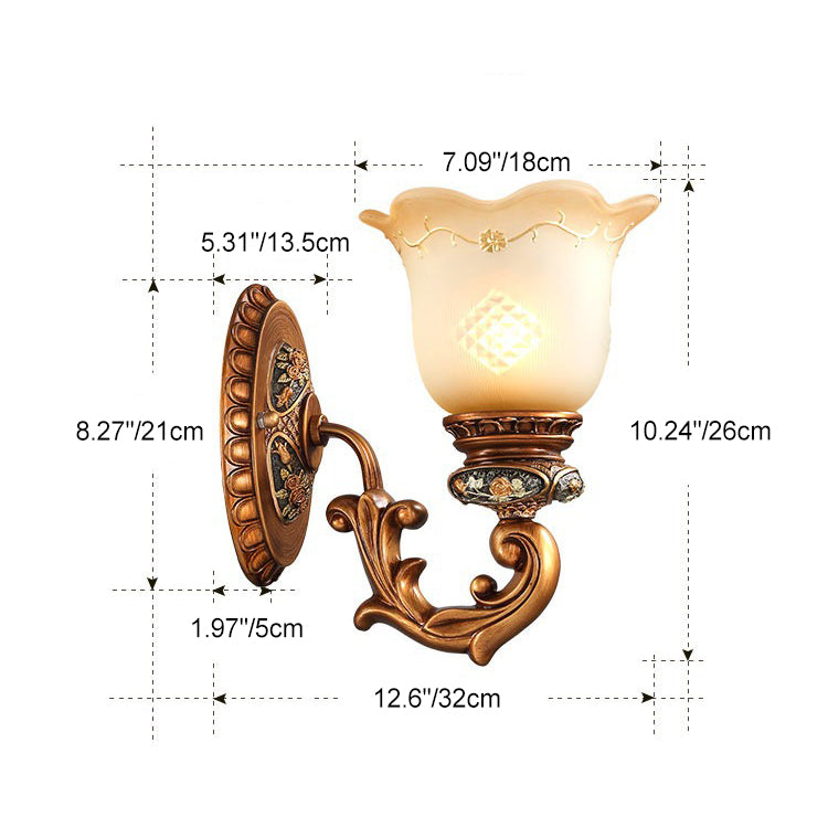 Lámpara de Aplique de Pared de Resina de Gloria Matutina Europea Tradicional de Vidrio 1 - Luz Para Pasillos 