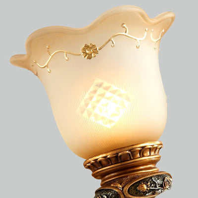 Lámpara de Aplique de Pared de Resina de Gloria Matutina Europea Tradicional de Vidrio 1 - Luz Para Pasillos 