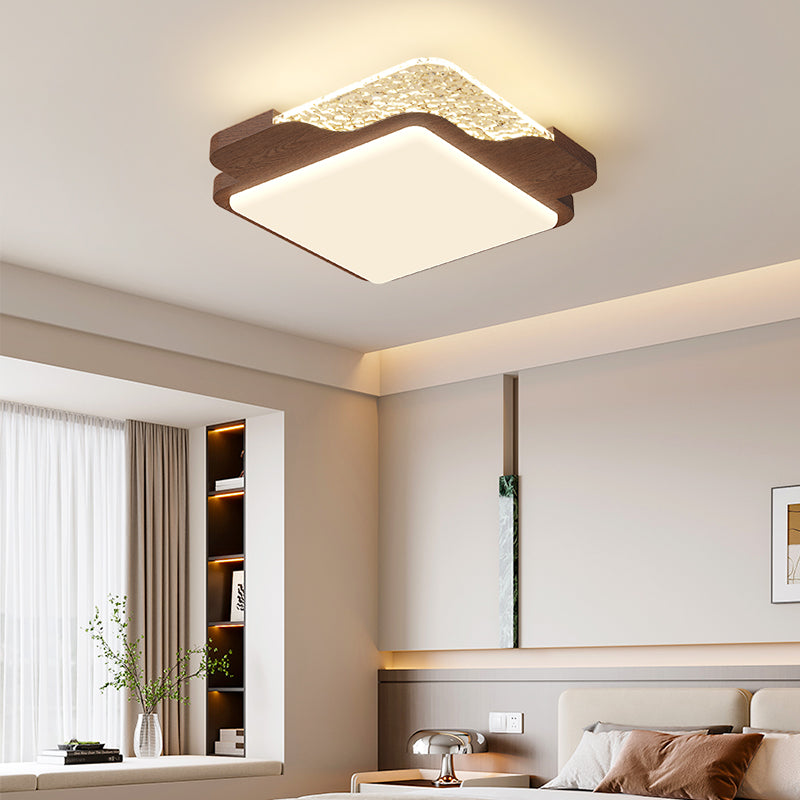 Contemporary Retro Round Square Rectangle Iron Roto-molding LED Flush Mount Ceiling Light For Bedroom