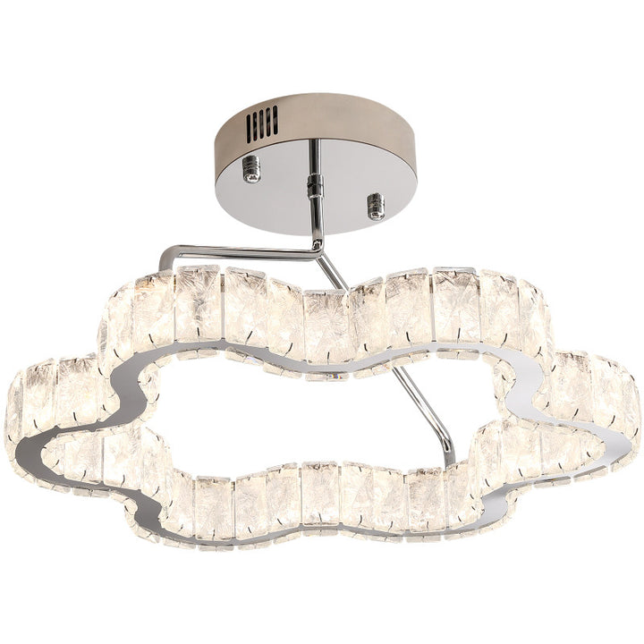Zeitgenössische nordische Wolkenform Edelstahl Kristall LED Halbeinbau-Deckenleuchte für Schlafzimmer 