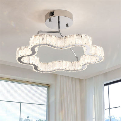 Zeitgenössische nordische Wolkenform Edelstahl Kristall LED Halbeinbau-Deckenleuchte für Schlafzimmer 