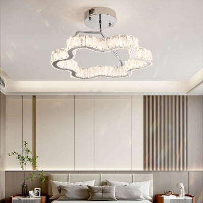 Zeitgenössische nordische Wolkenform Edelstahl Kristall LED Halbeinbau-Deckenleuchte für Schlafzimmer 