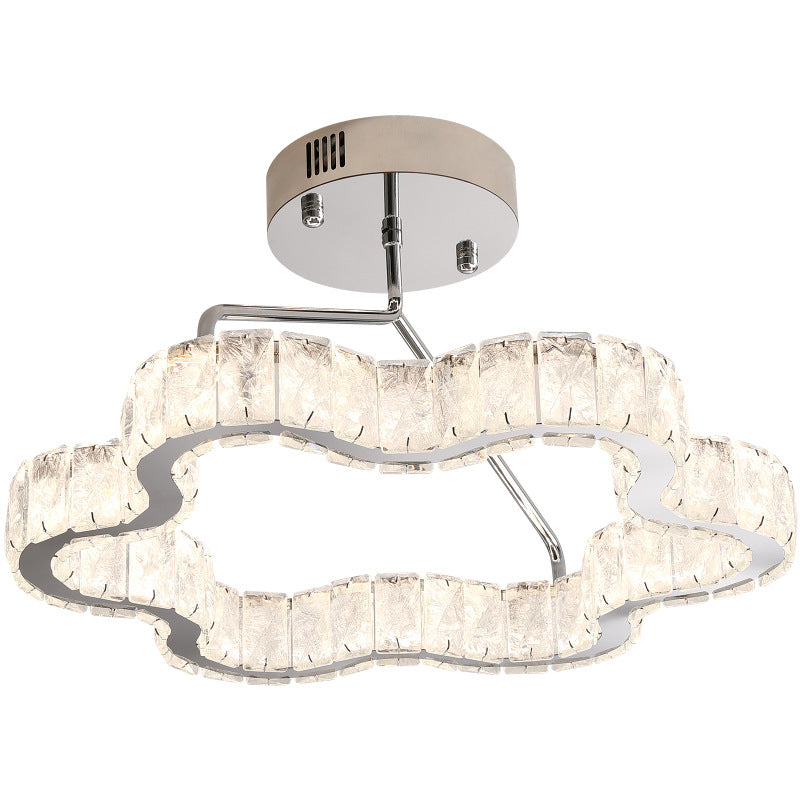 Zeitgenössische nordische Wolkenform Edelstahl Kristall LED Halbeinbau-Deckenleuchte für Schlafzimmer 