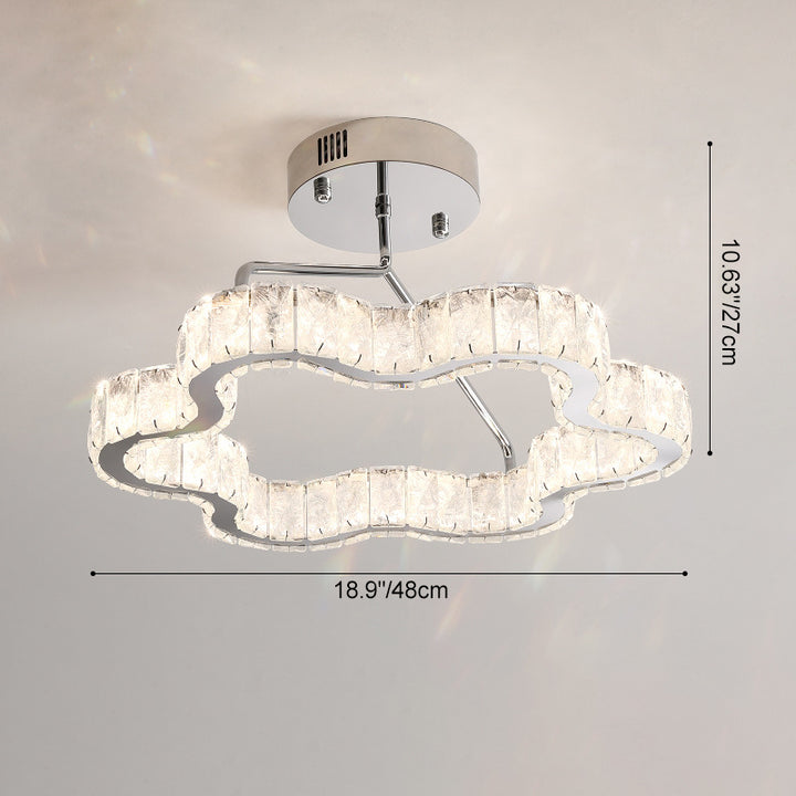 Zeitgenössische nordische Wolkenform Edelstahl Kristall LED Halbeinbau-Deckenleuchte für Schlafzimmer 
