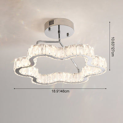 Zeitgenössische nordische Wolkenform Edelstahl Kristall LED Halbeinbau-Deckenleuchte für Schlafzimmer 