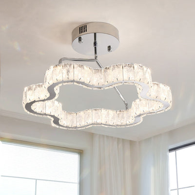 Zeitgenössische nordische Wolkenform Edelstahl Kristall LED Halbeinbau-Deckenleuchte für Schlafzimmer 