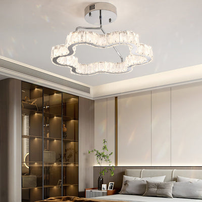 Zeitgenössische nordische Wolkenform Edelstahl Kristall LED Halbeinbau-Deckenleuchte für Schlafzimmer 