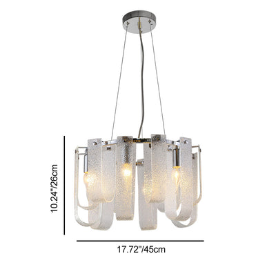 Modern Luxury Geometric Glass Strips Round Iron 6/8/10 - Light Chandelier For Living Room