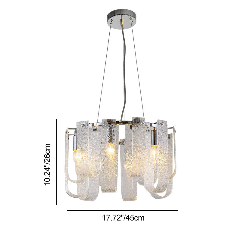 Modern Luxury Geometric Glass Strips Round Iron 6/8/10 - Light Chandelier For Living Room