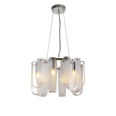 Modern Luxury Geometric Glass Strips Round Iron 6/8/10 - Light Chandelier For Living Room