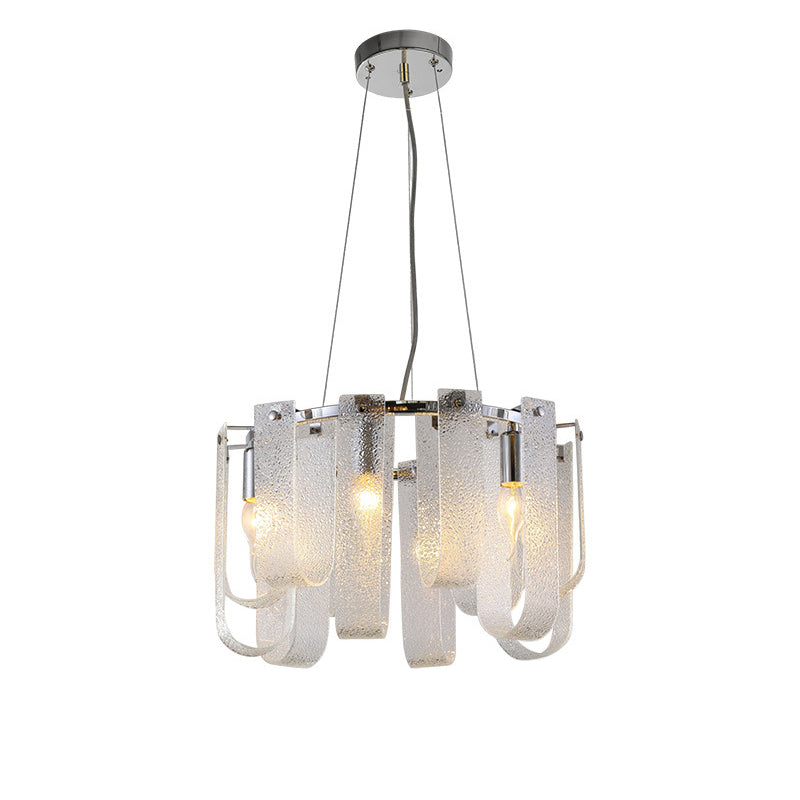 Modern Luxury Geometric Glass Strips Round Iron 6/8/10 - Light Chandelier For Living Room