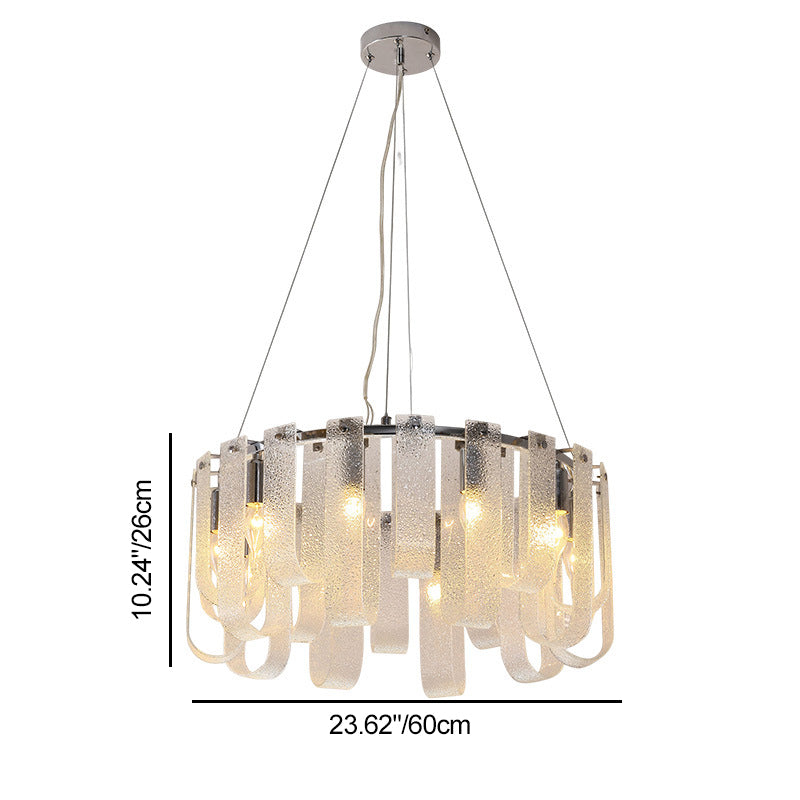 Modern Luxury Geometric Glass Strips Round Iron 6/8/10 - Light Chandelier For Living Room