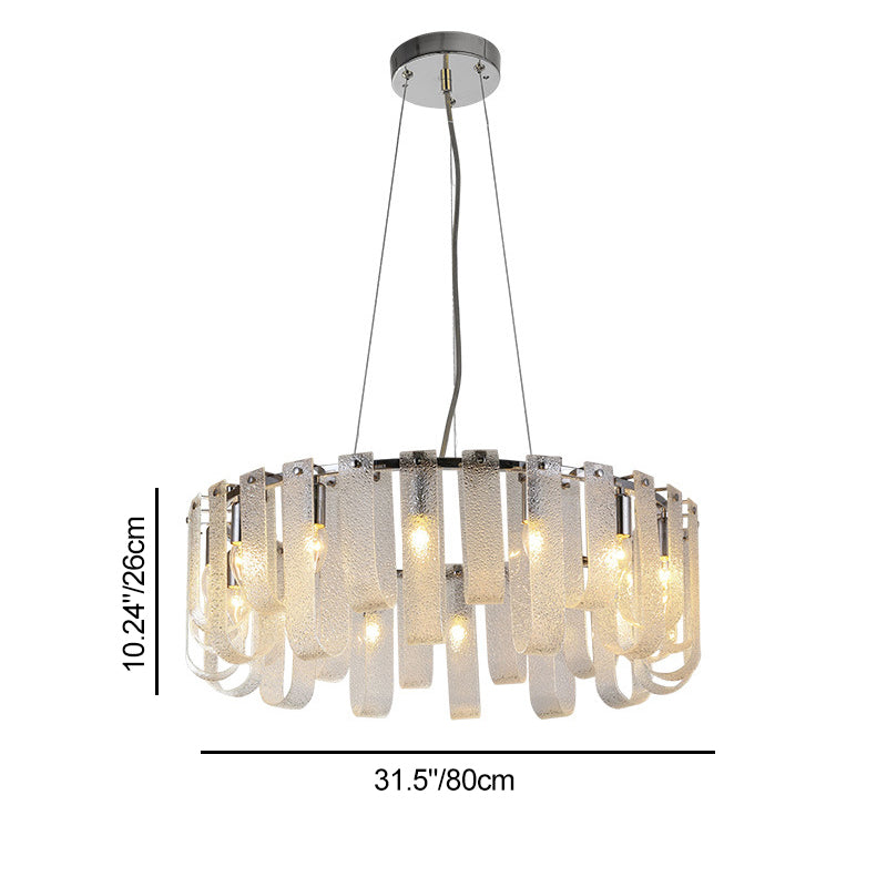 Modern Luxury Geometric Glass Strips Round Iron 6/8/10 - Light Chandelier For Living Room
