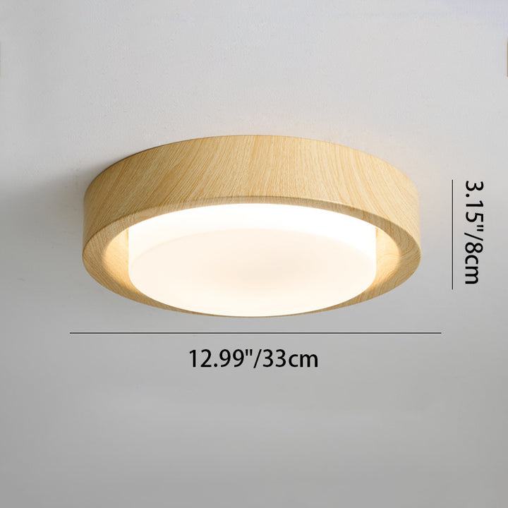 Plafonnier LED contemporain en bois rond nordique avec verre et fer pour couloirs 