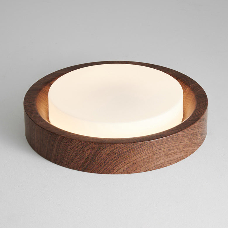 Plafonnier LED contemporain en bois rond nordique avec verre et fer pour couloirs 