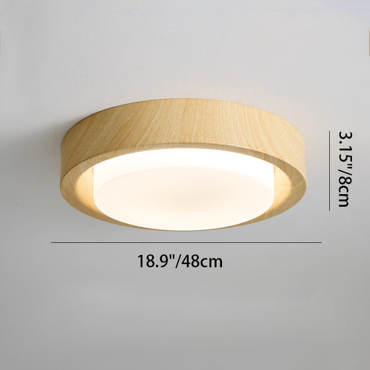 Plafonnier LED contemporain en bois rond nordique avec verre et fer pour couloirs 