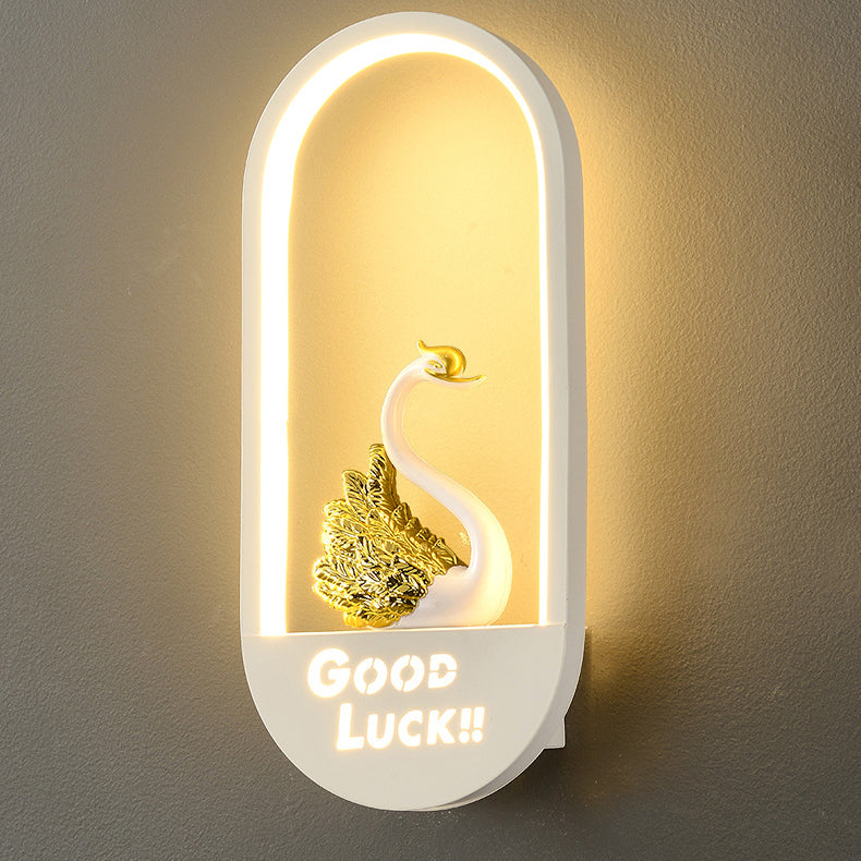Modern Simplicity Oval PVC Lampshade Iron LED Wall Sconce Lamp For Living Room