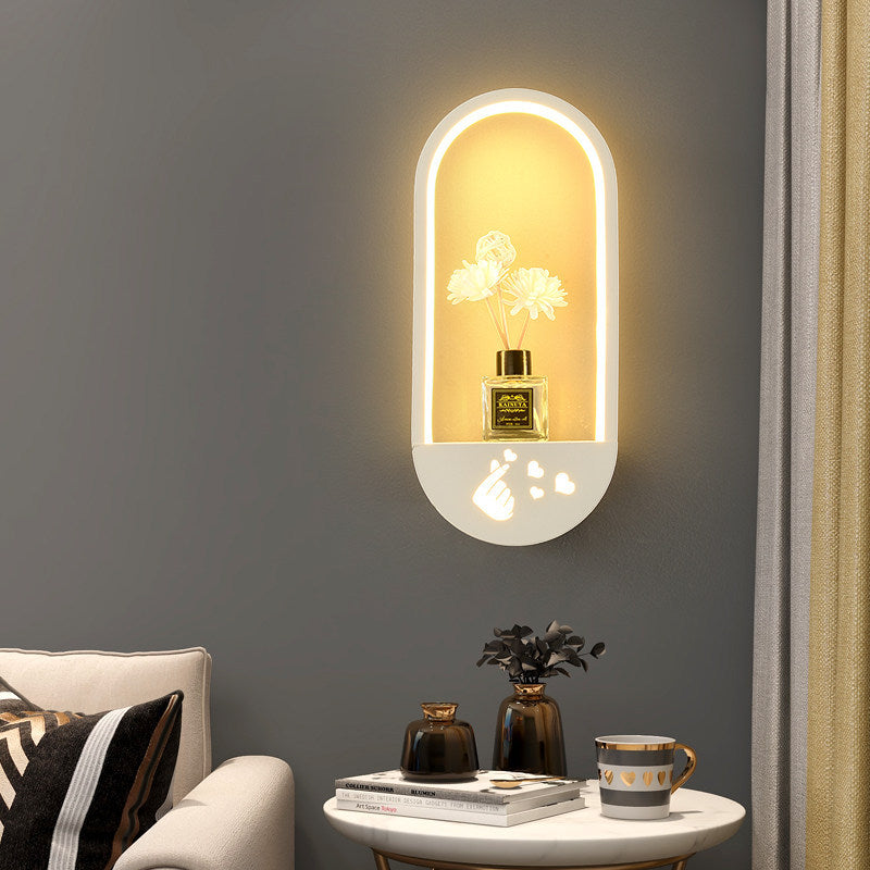 Modern Simplicity Oval PVC Lampshade Iron LED Wall Sconce Lamp For Living Room