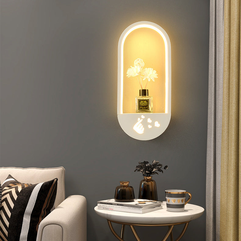 Modern Simplicity Oval PVC Lampshade Iron LED Wall Sconce Lamp For Living Room