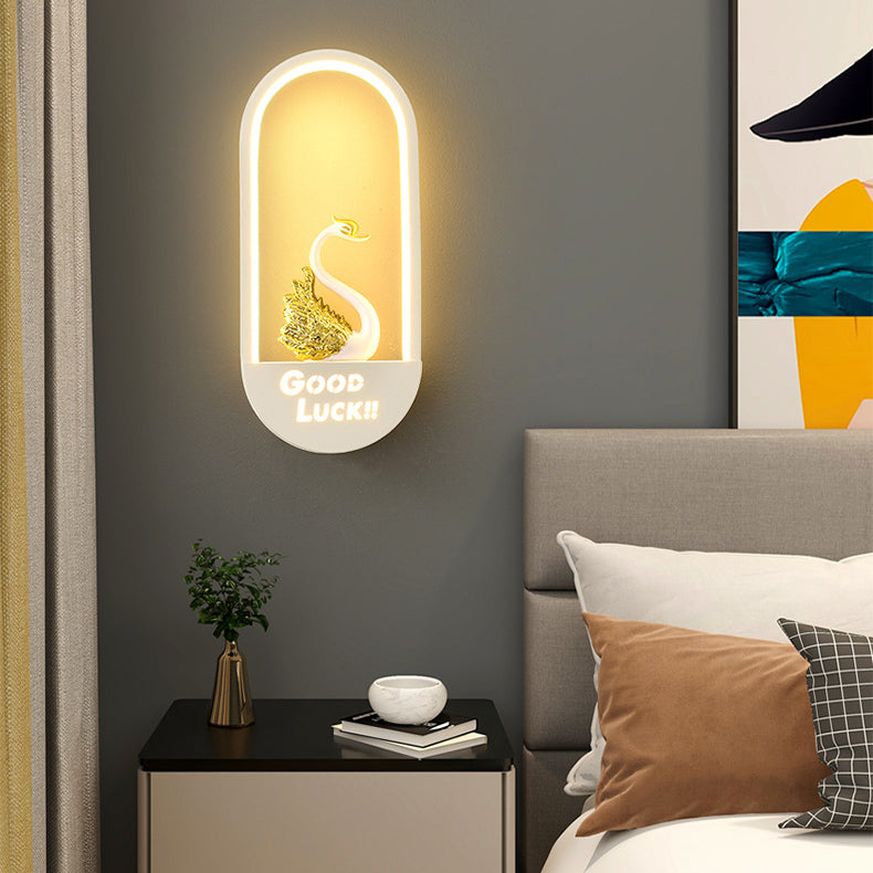 Modern Simplicity Oval PVC Lampshade Iron LED Wall Sconce Lamp For Living Room