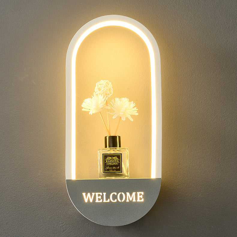 Modern Simplicity Oval PVC Lampshade Iron LED Wall Sconce Lamp For Living Room