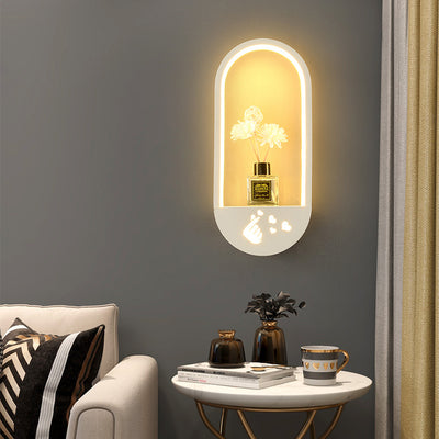 Modern Simplicity Oval PVC Lampshade Iron LED Wall Sconce Lamp For Living Room