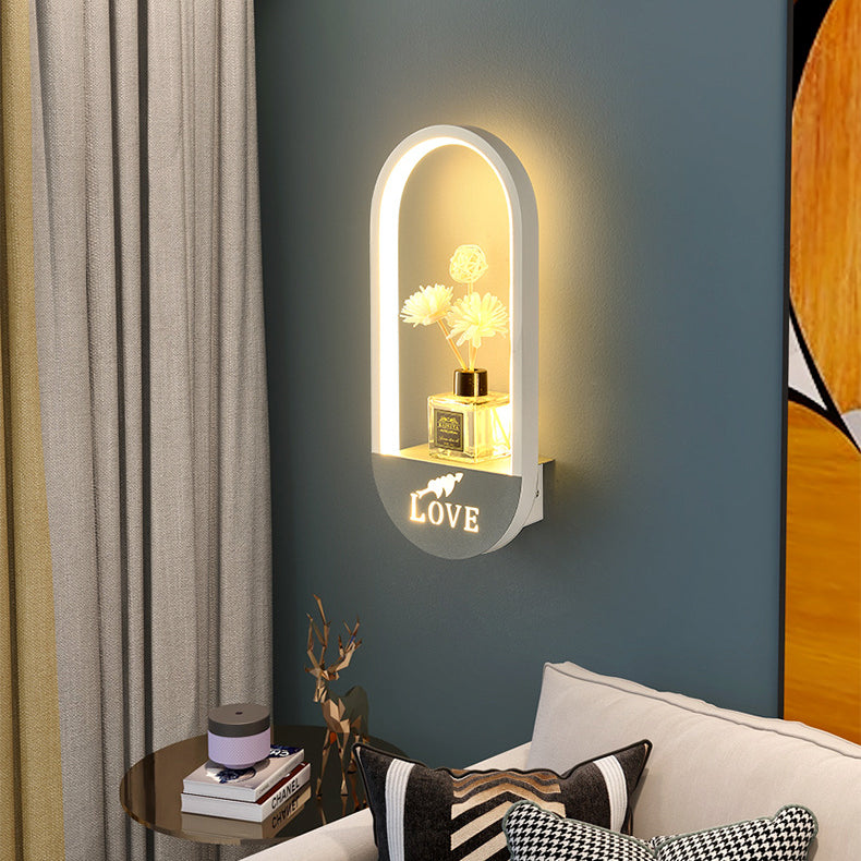 Modern Simplicity Oval PVC Lampshade Iron LED Wall Sconce Lamp For Living Room