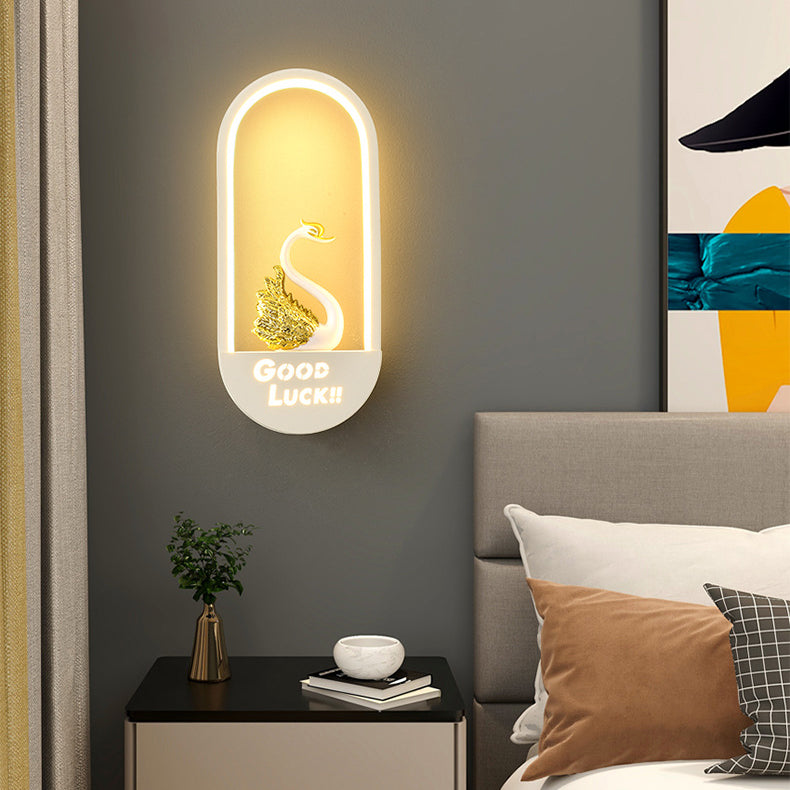Modern Simplicity Oval PVC Lampshade Iron LED Wall Sconce Lamp For Living Room