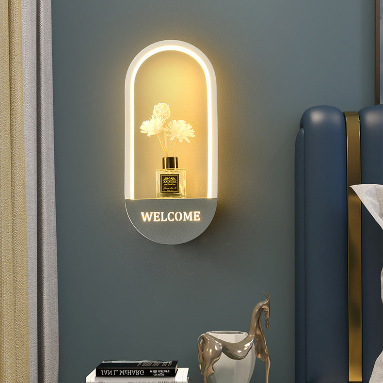Modern Simplicity Oval PVC Lampshade Iron LED Wall Sconce Lamp For Living Room