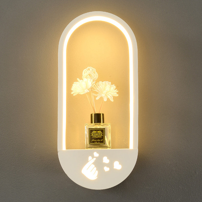 Modern Simplicity Oval PVC Lampshade Iron LED Wall Sconce Lamp For Living Room