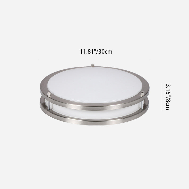 Plafonnier LED contemporain nordique rond en acier inoxydable avec abat-jour en acrylique pour salon 