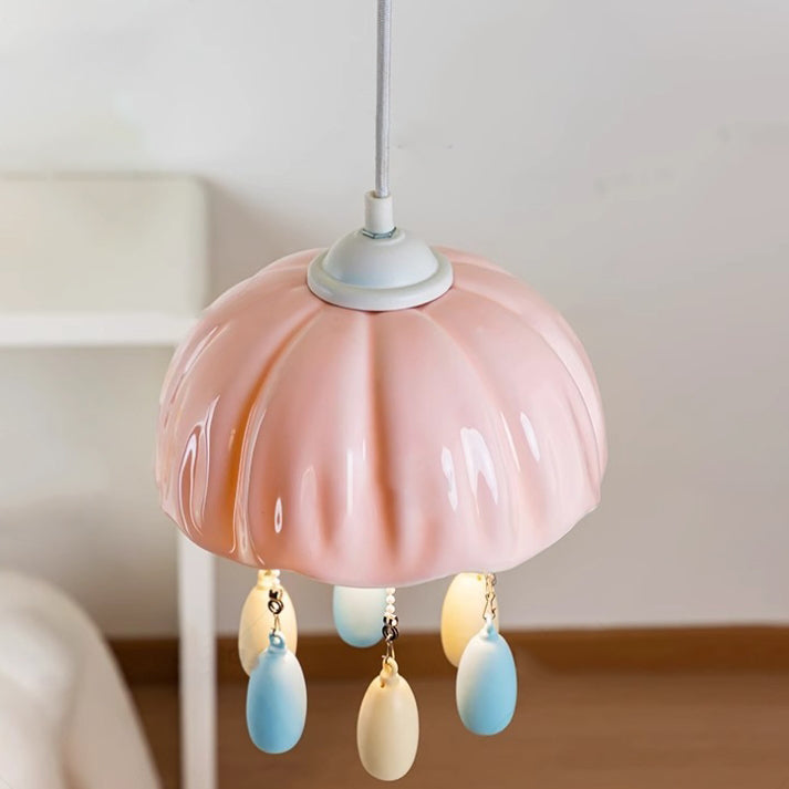 Dôme créatif contemporain en forme de méduse Macarons Céramiques Quincaillerie 1 - Suspension lumineuse pour chambre 