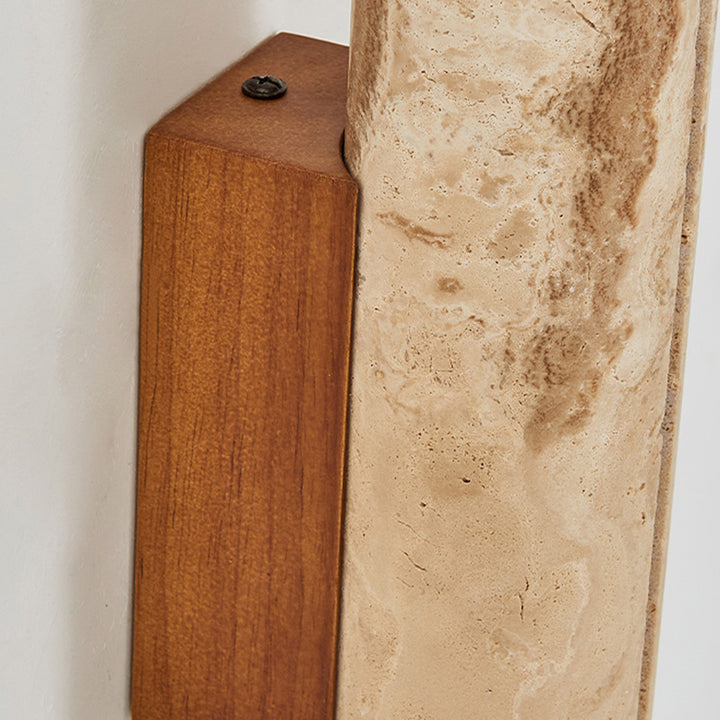 Zeitgenössische nordische Zylinder-Wandleuchte aus gelbem Travertin-Massivholz mit 1 Licht für Wohnzimmer &amp; Schlafzimmer 