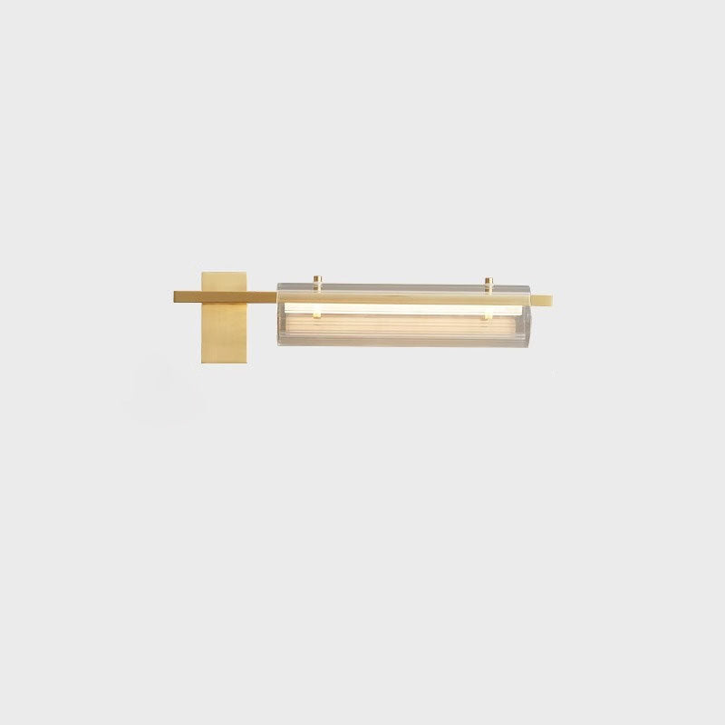 Modern Minimalist Cylinder Copper Glass LED Wall Sconce Lamp For Bedroom &amp; Living Room