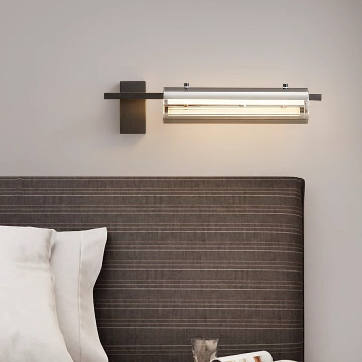 Modern Minimalist Cylinder Copper Glass LED Wall Sconce Lamp For Bedroom &amp; Living Room