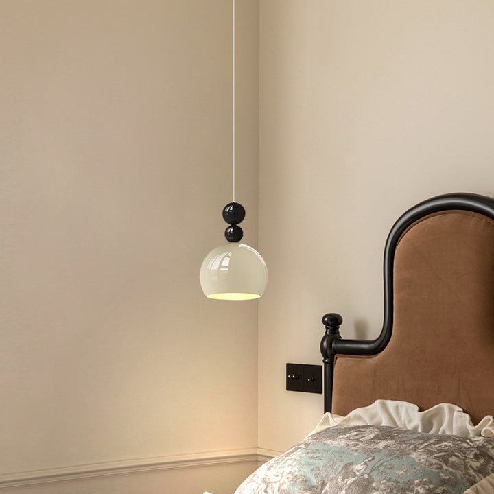 Contemporary Scandinavian Round Wrought Iron 1-Light Pendant Light For Bedroom