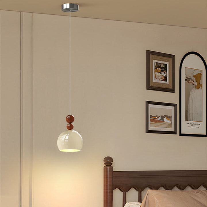 Contemporary Scandinavian Round Wrought Iron 1-Light Pendant Light For Bedroom