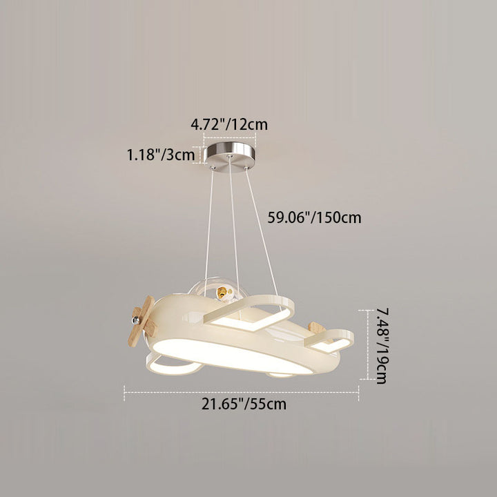 Suspension LED pour chambre d’enfant en bois massif, PE et fer forgé, inspirée des avions créatifs contemporains 