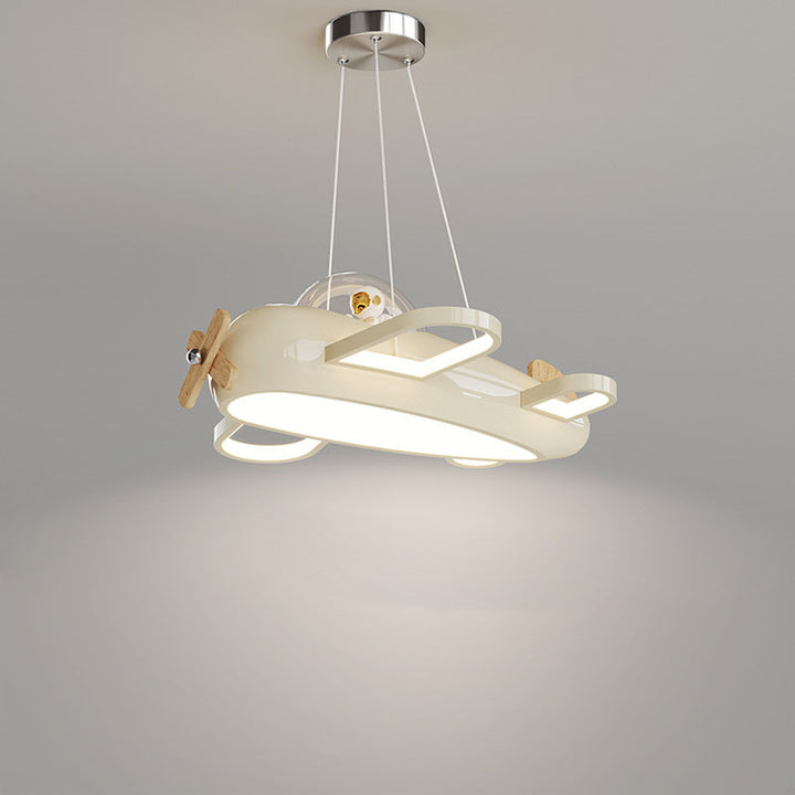 Lámpara colgante LED para dormitorio infantil de madera maciza PE de hierro forjado inspirada en aviones creativos contemporáneos 