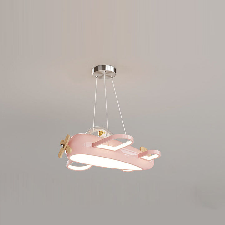 Lámpara colgante LED para dormitorio infantil de madera maciza PE de hierro forjado inspirada en aviones creativos contemporáneos 
