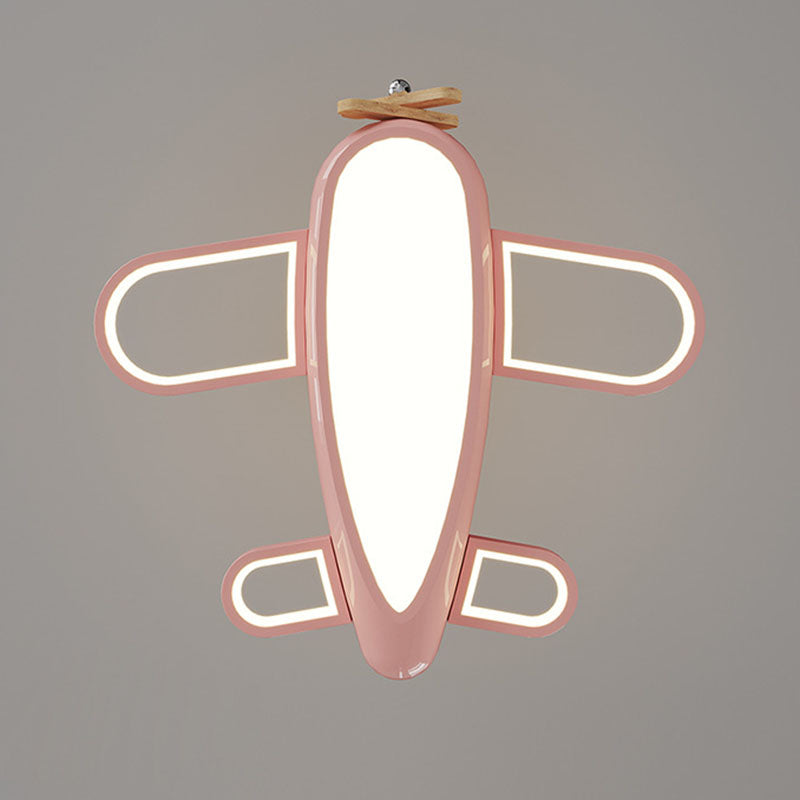 Lámpara colgante LED para dormitorio infantil de madera maciza PE de hierro forjado inspirada en aviones creativos contemporáneos 