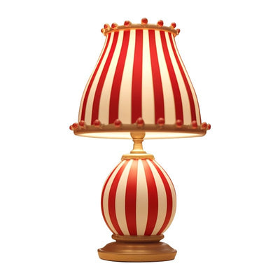 Contemporary Retro Round Striped Circus Style Wrought Iron Glass 1-Light Table Lamp For Bedroom & Living Room