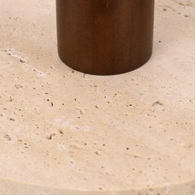 Contemporary Nordic Cylinder Yellow Travertine Solid Wood 1-Light Pendant Light For Bedroom & Living Room